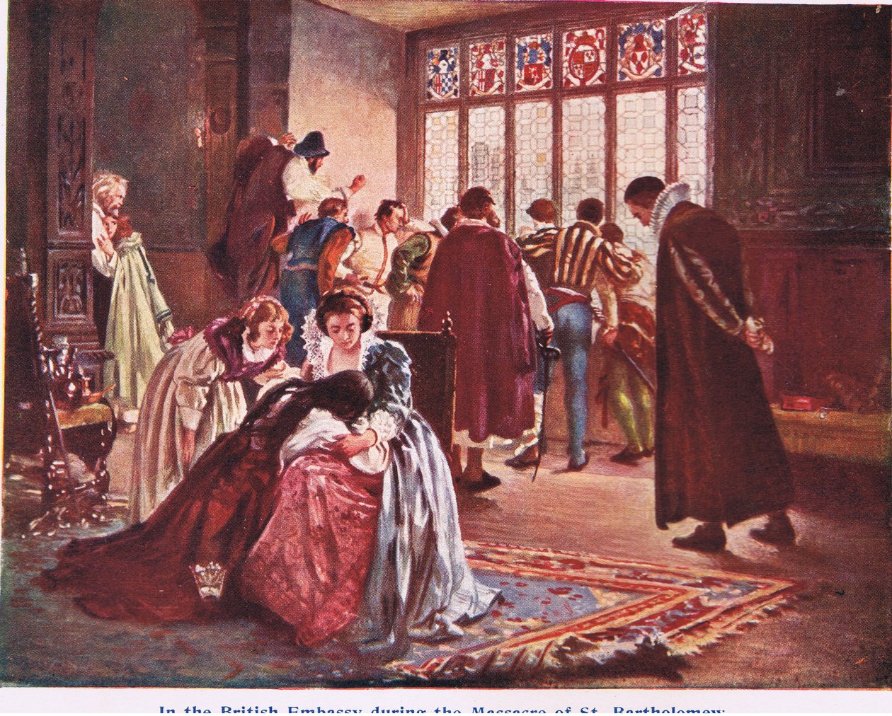 St Bartholomews Katliamı gününde İngiliz Büyükelçiliği by Philip Hermogenes Calderon