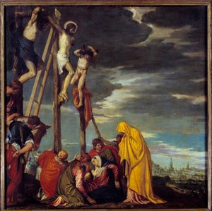 Paolo Caliari dit Paolo Veronese (1528-1588) tarafından Calvary Tablosu 16. yüzyıl Güneşi. 1,02x1,02 m by Veronese