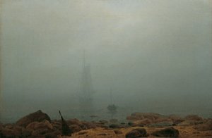 Almanca: Meeresstrand im Nebel Siste deniz kıyısı by Caspar David Friedrich