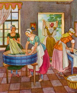 Wascherin und Platterin / Çamaşırcı Kadın ve Tabak (renkli taş baskı)