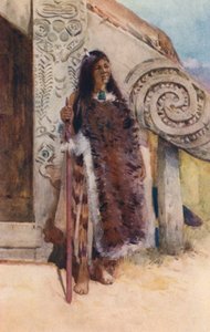 Yeni Zelanda: Bir Maori Şefi (renkli taş baskı)