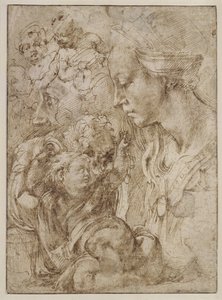 Kutsal Bir Aile İçin Çalışmalar by Michelangelo