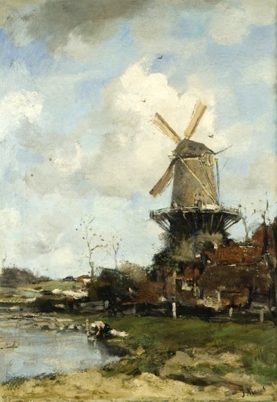 Değirmen, Hollanda Manzarası, 1880 dolayları (tuval üzerine yağlı boya) by Jacob Henricus or Hendricus Maris