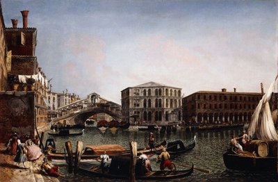 Ön planda Fondaco dei Tedeschi ile Rialto Köprüsü, Venedik, by Michele Marieschi